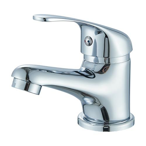 HARNART Wasserhahn Bad Galvanisierung,Waschtischarmatur Kurzversion in modernem Design Waschbecken Armaturen in Edelstahl,Einhebelmischer Mischbatterie für Badezimmer und Gäste-WC