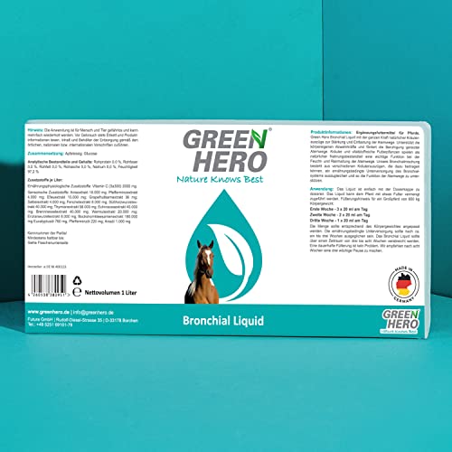 Hustensaft für Pferde – Green Hero Bronchial Liquid mit Kräutern