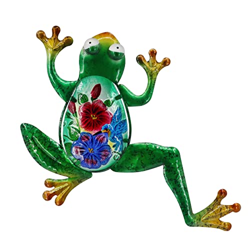 John's Studio Frog Wall Decor Outdoor Metal Garden Hanging Art Glass Sculptures Home Theme Decorations For Living Room, Bedroom Yard, Fence And Patio - 14 Inch Green #TOP7