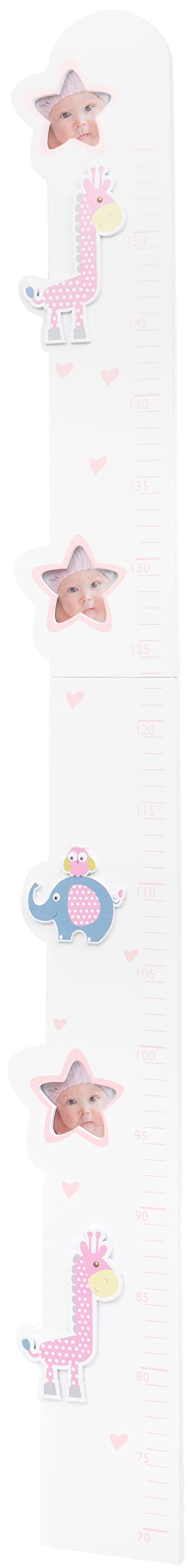 Grafico di altezza per bambini in legno rosa, da 70 cm a 155 cm (circa 8 mesi - 11 anni), decorazione per la cameretta, regalo