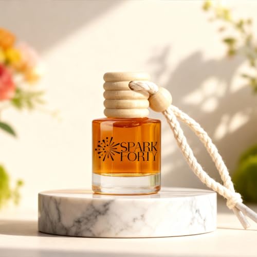 Image of Floral Car Air Freshener Hanging | Car Perfume, 0.27 fl oz (8 ml) | 30-Day Luxury Glass Diffuser | Rose, Soft Oriental Spice & Herbal Balsamic Notes | Long-Lasting Floral Scent