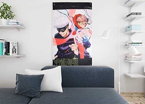 JUST FUNKY Tapeçaria Jujutsu Kaisen JJK Manga Wall Art Anime Decor Satoru Gojo e Yuji Itadori 76,2 c