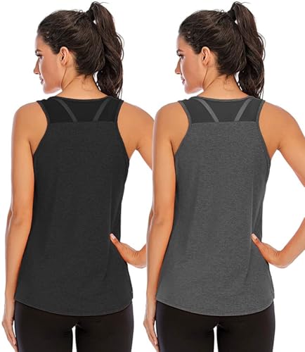 Nekosi Camiseta de tirantes para mujer, para yoga, fitness, entrenamiento, jogging, running, sin mangas, de malla, para deporte, XL
