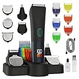 Electric Beard Trimmer for Men Upgraded 5 IN 1 Cordless Hair Clipper and Shaver Kit with Adjustable Grooming Attachments for Mustache Body Nose Hair, Rechargeable Hair Clippers with Sideburn Trimmer