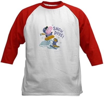 CafePress George Pig Snow Dude Baseball Jersey Kids Cotton Baseball Jersey, 3/4 Raglan Sleeve Shirt