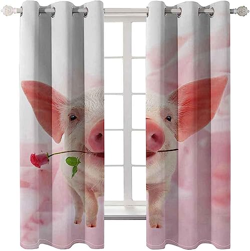 Rideaux occultants 3D isolés thermiquement opaques cochon