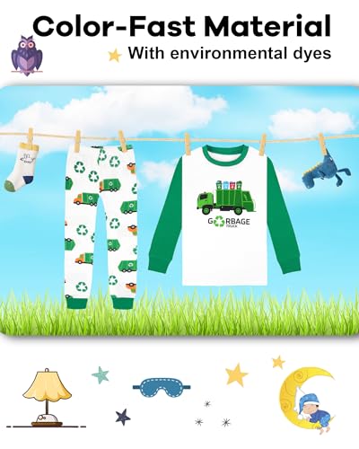 Image of DAUGHTER QUEEN Boys Pajamas Set 100% Cotton Pjs Long Sleeve Pajamas Big Boys Garbage Truck Pj Kids Sleepwear Clothes Jammies Size 12 11 10-12 Youth Years