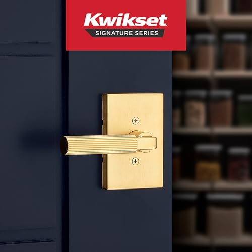 Kwikset Mirada Reeded Dummy Door Handle, Single Sided Lever for Closets, French Double Doors, and Pantry, Satin Brass, Non-Turning Reversible Interior Push/Pull Lever, with Microban Protection by Kwikset - Image 2