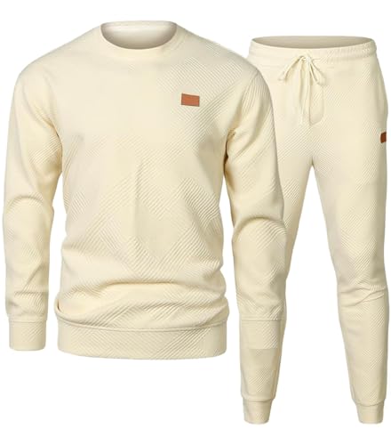 CheChury Chándal Hombre Conjunto Loungewear Deportivo Casual Manga Larga Conjunto de Chándal Jogging Chaqueta y Pantalones Moda Sudadera Pantalón Bolsillos Actividades Camiseta Punto Ropa Hogar Casa