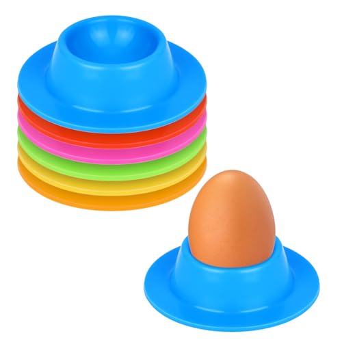 Vicloon Coquetiers, Lot de 6 Coquetiers en Silicone Coloré, Support Oeuf a La Coque, Portable Ronde Oeuf Tasses Porte, Lavable, Coquetier Oeuf Empilables, Coquetiers pour Petit Déjeuner