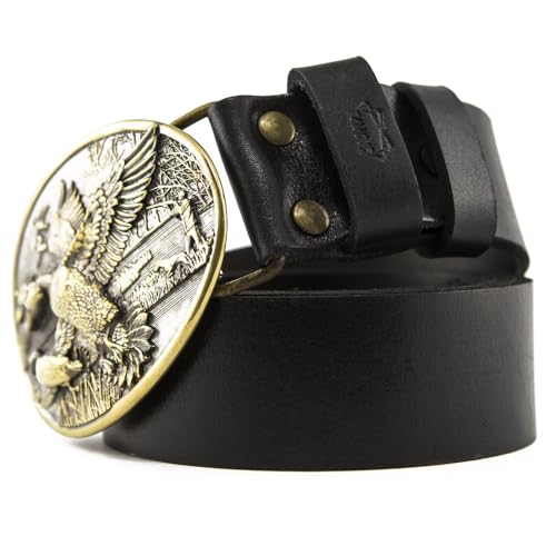 Casual leather belt with brass buckle Mallard, Handmade duck hunting belt buckle, Trophy duck season hunter gift, waterfowl solid brass belt buckle for duck hunters2