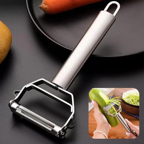 Image of 3 in 1 Vegetable Peeler with Stainless Steel Blade, Julienne Peeler for Vegetables & Fruits, Multi-Functional Potato Carrot Cucumber Peeler