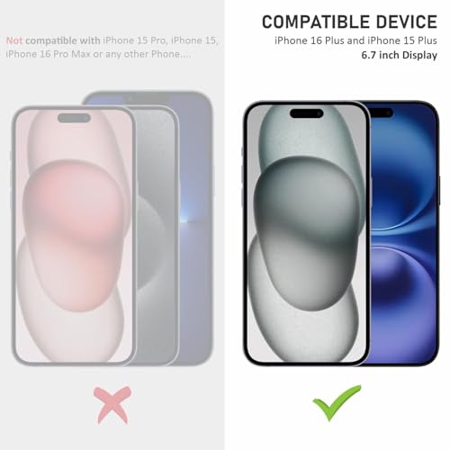 Image of SupCares Privacy Tempered Glass for iPhone 15 Plus and 16 Plus (6.7 Inch) With Installation Kit | Military-Grade Gorilla Screen Protector | Edge to Edge Coverage | Black