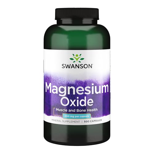 Swanson Magnesium Bone & Muscle Health Support 200 Milligrams (2 Caps per 400 mg Serving Magnesium Oxide) 500 Capsules