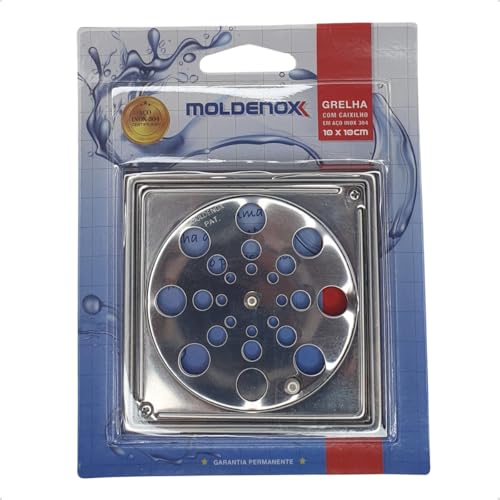 Ralo Tampa Grelha Quadrado 10x10cm com Caixilho Abre e Fecha em Aço Inoxidável 304 Polido - Durável,