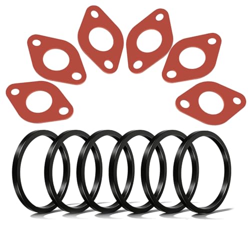 6Pcs Circulator Pump Flange Gaskets + Sealing Rings Compatible with TACO 007 Series B&G Grundfos Armstrong Circulator Pumps, 6Pack Flange Gasket Seals Replace 007-007RP, Black | High-Temperature