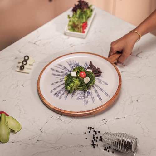 Image of Shell Yeah Serving Board with Enamel Finish | Handcrafted Wooden Serving & Charcuterie Board with Fish Design for Appetizers & Desserts | Food Safe