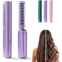 Latest Hairdressing Comb, Mini 2-in-1 Hairdressing Comb, Wireless Hair Straightener Brush, Ceramic HairdressComb for Shines & Smooth Purple