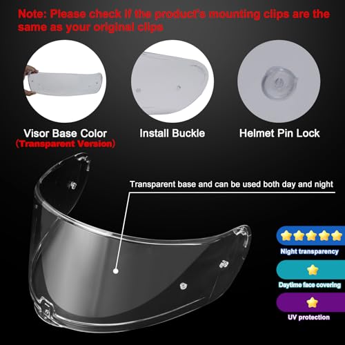 Image of PSLER Sedici Strada 2 Visor - Sedici Strada 2 and Strada 3 Face Shield Motorcycle Helmet visor Accessories Replacement for LS2 FT2 VECTOR Sedici Strada 2 Strada 3 FF801 FF397,Clear