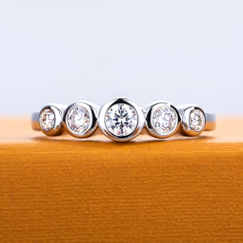 Moissanite Wedding Band Eternity Rings 2cttw D Color VVS1 Clarity Round Brilliant Cut 925 Sterling Silver Bezel Set Stackable Anniversary Bands Ring for Women with Certificate2