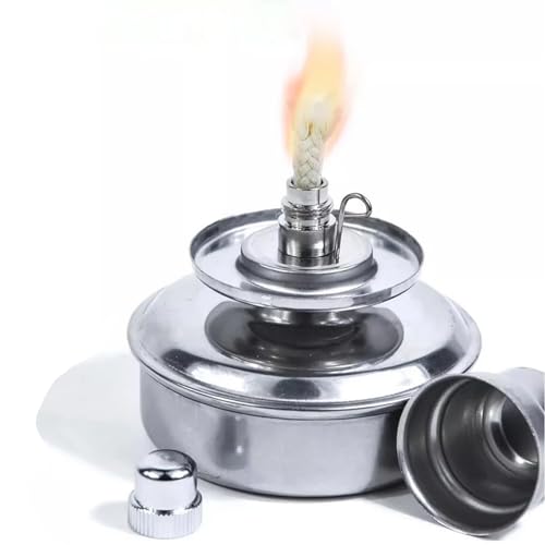 100ML Stainless Steel Alcohol Lamp Explosion-Proof Chemical Experimental Apparatus Flame Adjustable Alcohol Lamp + Cotton Core