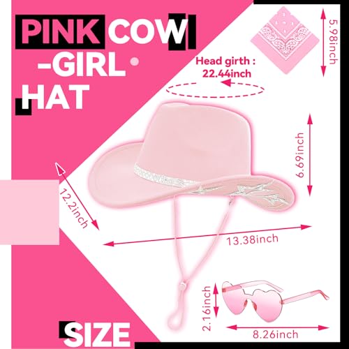 Image of SHENYI Cowgirl Hat and Bandana and Heart Sunglasses Glitter Rhinestone Star Cowboy Hat Western Sparkly Hats for Women Men