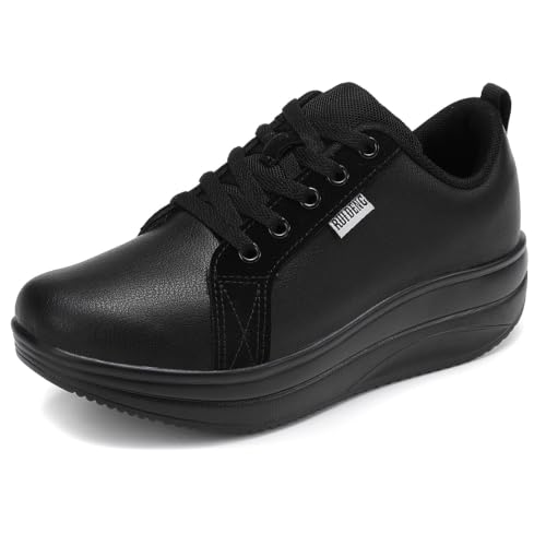 Image of RUIDENG Platform Sneakers for Women Walking All Day | Slip Resistant Work Shoes for Women Comfortable | 2 Inch Thick Wedge Rocker Bottom