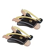 Flanacom Juego de 2 tirachinas de madera con funda de piel para fijar a la hebilla del cinturón – Guisantes – Centrifugadora de madera para niños y adultos – volantes de exterior con aspecto artesanal