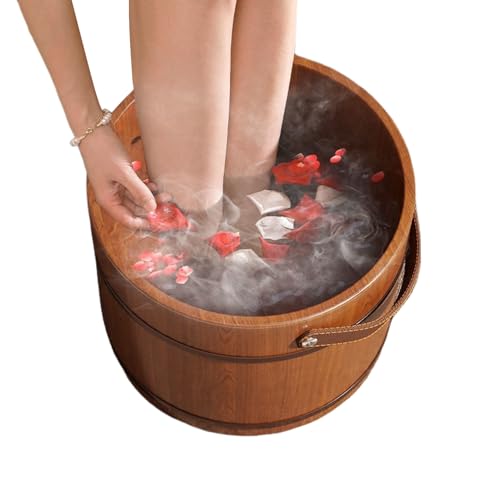 Lavabo de madera para pies – Cubo natural para aliviar el estrés – Bañera de madera para remojo de pies, para personas mayores, hombres, ancianos, padre, madre, papá, mamá