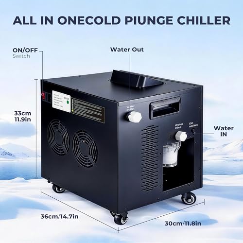 Upgrade 1/3 HP Cold Plunge Chiller, Ice Bath Water Chiller for Cold Plunge Tubs, Built-in Filter & Pump, Remote Control, Insulated Hoses, Energy-Efficient Home and Professional Ice Bath Coolers