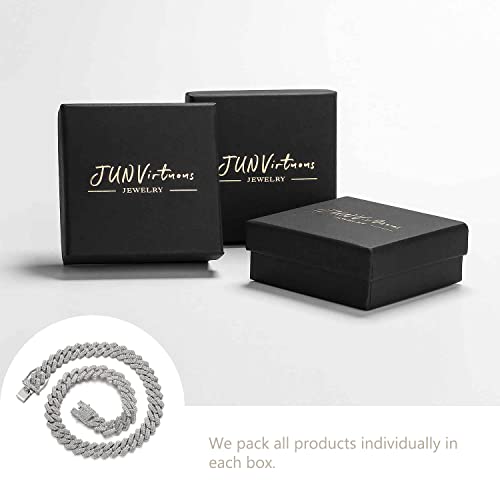 JUNVirtuous Cuban Link Chain Mens Iced Out Miami Cuban Necklace Silver/Gold Bling Diamond Hip Hop Jewelry for Women - Image 7