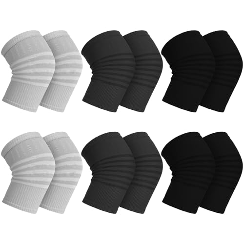 Geyoga 6 Pairs Knee Warmers for Women Men Breathable Leg Warmers Windproof Knee Sleeves Leg Brace Pad for Cycling Sports(Black Gray M)