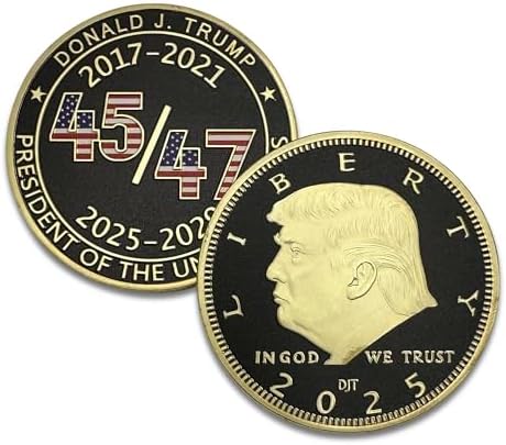 President Donald Trump 45 47 2025 24kt Gold Challenge Coin, Trump Coin Collectors Souvenir, 45 & 47 with Red White & Blue Flag Plus 24kt Gold Plating, Large Size 45mm x 3mm Oval Office - View 4
