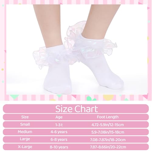 2 Pairs Toddler Girl Ruffle Socks Sparkling Big Ruffle Frilly Dress Socks for Girls2