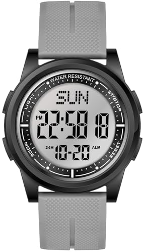 WIFORT Reloj digital para hombre y mujer, resistente al agua, 5 ATM, reloj de pulsera deportivo con alarma, cronómetro, cuenta atrás, zona horaria dual, ultrafino, gran angular, reloj digital para WIFORT Reloj digital para hombre y mujer, resistente al agua, 5 ATM, reloj de pulsera deportivo con alarma, cronómetro, cuenta atrás, zona horaria dual, ultrafino, gran angular, reloj digital para