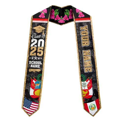 MonkeyVan Personalized Peruvian Graduation Stole, Peruvian Stoles Class Of 2025, Peruvians Graduation Sash, Custom Peru Stole M86