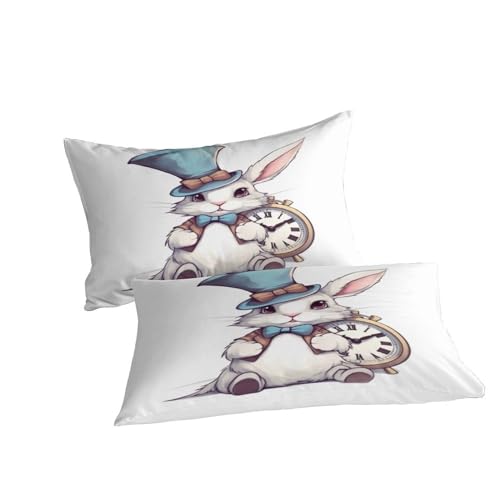 Parure de lit lapin blanc en microfbre douce pour lit double