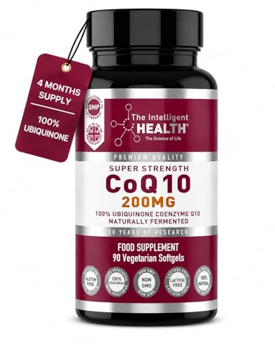 The Intelligent Health CoQ10 Supplement Fermented Coenzyme Q10 Ubiquinone for Women & Men Easy to Swallow 200mg 90 Vegetarian Softgels