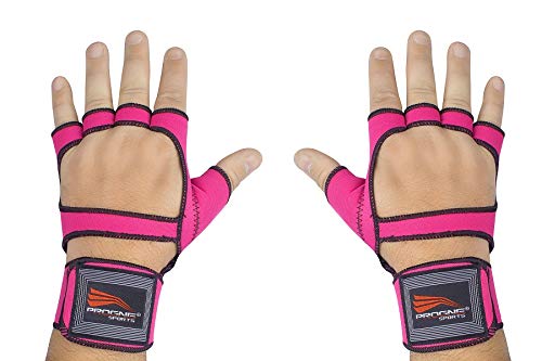 Luva de Academia Musculação Fitness com Munhequeira - Pink - P - Par