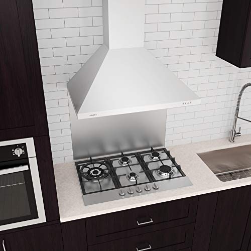 Ancona An-1184 Wppw430 30" 400 Cfm Convertible Wall Mount Classic Pyramid Style Range Hood In White #TOP3