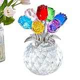 Beauté en cristal fabriquée à la main : les figurines en cristal comportent des roses faites à la main avec du cristal solide et du métal, offrant un design élégant et beau qui sert de décoration durable pour les salons ou les événements spéciaux, améliorant n'importe quel décor avec un savoir-faire exquis et un charme intemporel
