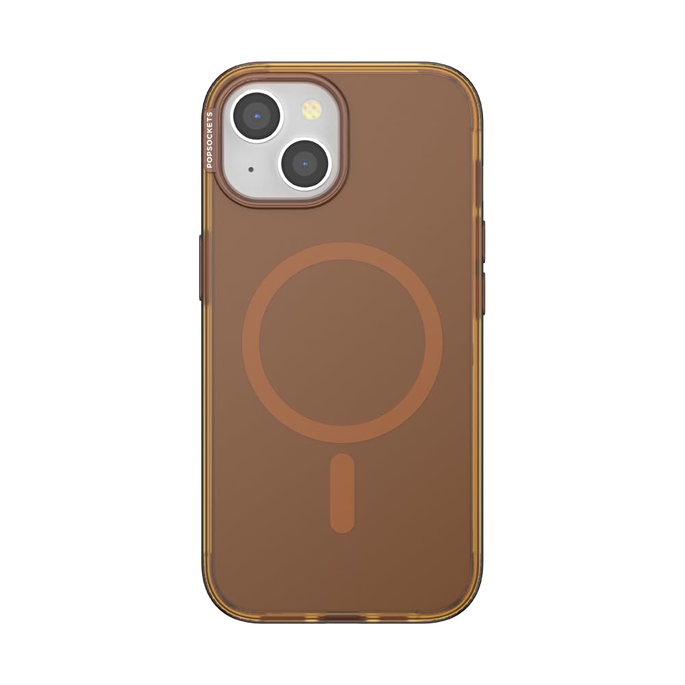 PopSockets iPhone 15 Phone Case with MagSafe, Wireless Charging Compatible, Neutral - Amber