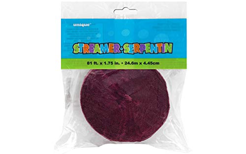 Unique Industries 81ft Burgundy Crepe Paper Streamers - - Thumbnail 3