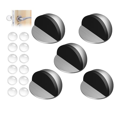 Topes para Puertas Suelo (Sin Taladro) (17 Piezas) – 5 de Acero Inoxidable con Adhesivo 12 en Silicona | Protección, reutilizables en paredes y muebles | Hogar u Oficina