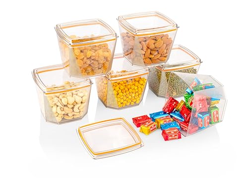 Image of Xiran Airtight Containers for Kitchen Storage Set, Kitchen Containers Set, Kitchen Organizer Storage Set, Kitchen Accessories Items, Pantry Organization and Kitchen Storage (550Ml Orange, Set of 12)