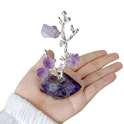 Amethyst Healing Crystal Tree，Natural Crystals Flower Tree For Positive Energy，Money Trees Feng Shui Chakra Tree Gemstone Of Life For Home Office Desk Decor Good Luck (Mini Size) #TOP1