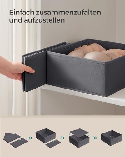 SONGMICS Aufbewahrungsbox für Schublade, 6er Set, Schubladen Organizer, Faltbox, Unterwäsche Organizer, Stoffbox für Socken, Unterwäsche, BHs, Krawatten und Schals, schiefergrau RDZ06G