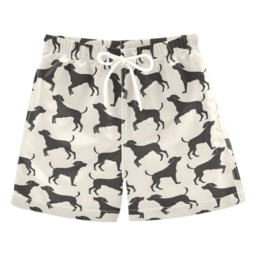 ALAZA Black Dachshund Dog Cute Boys' Swim Trunks Beach Shorts Quick Dry Swimsuit 6 Years