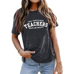 Teachers Shirt for Women Funny Teachers Letter Print Tee Teacher Life Shirt School T-Shirt Inspirational Casual Top