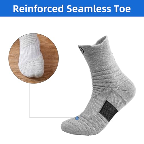 Proberos® 3 Pairs Professional Sport Socks for Men, Breathable Cricket Socks, Anti-slip Sole Design, Towel Cushioning Athletic Sports Socks For Basketball, Football, Running, Cycling, Workout 4 412P57iJ4IL